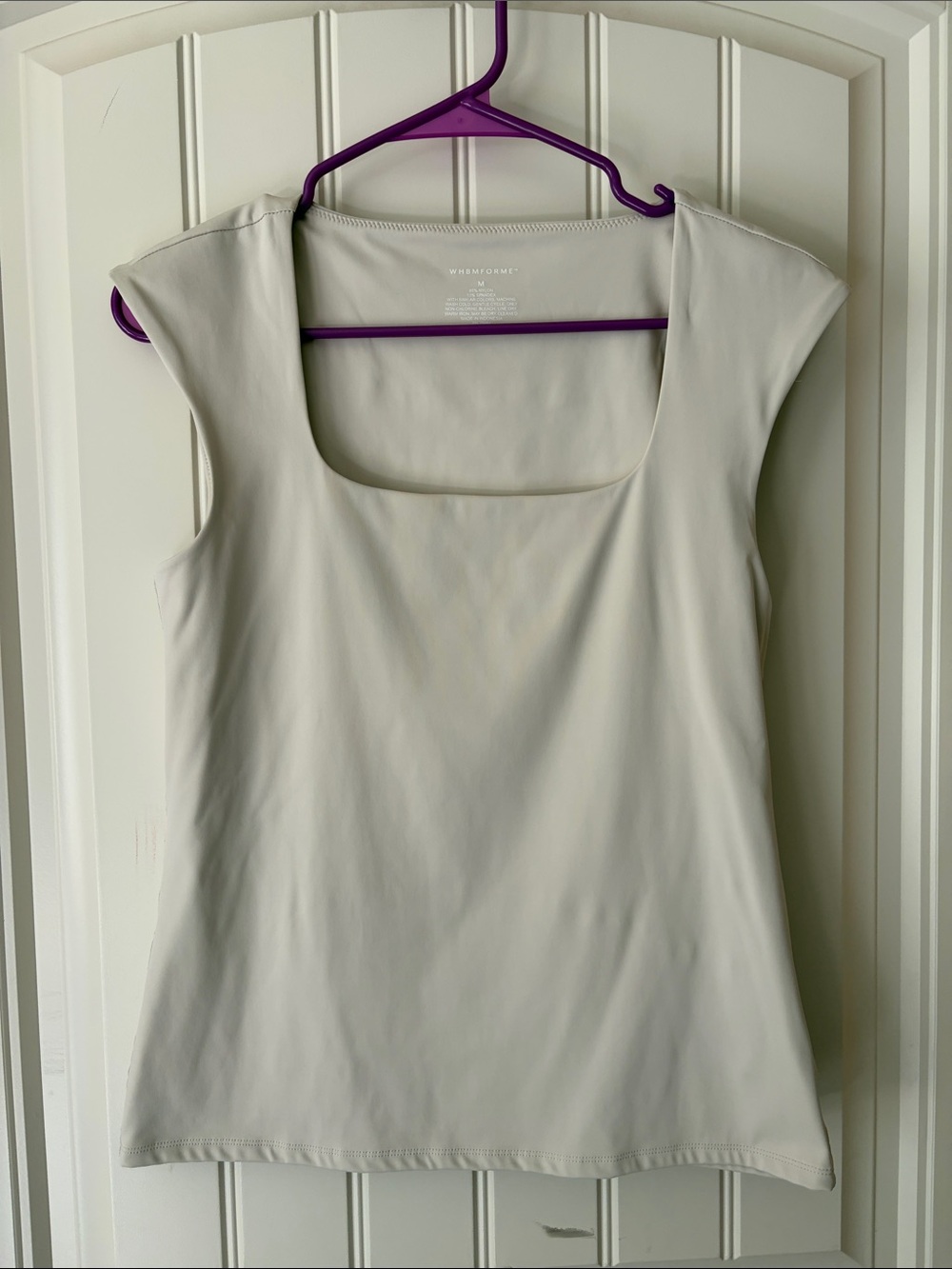 White House Black Market Cream Square Neck Sleeveless Tank